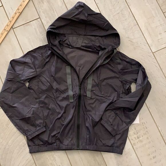 Small Zyia Grey Hoodie Drawstring Windbreaker - Picture 2 of 6